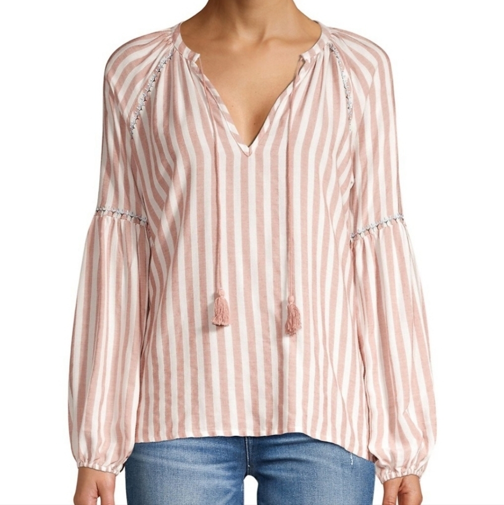 Paige Jovannie Striped Blouson Sleeve Blouse - Picture 1 of 16